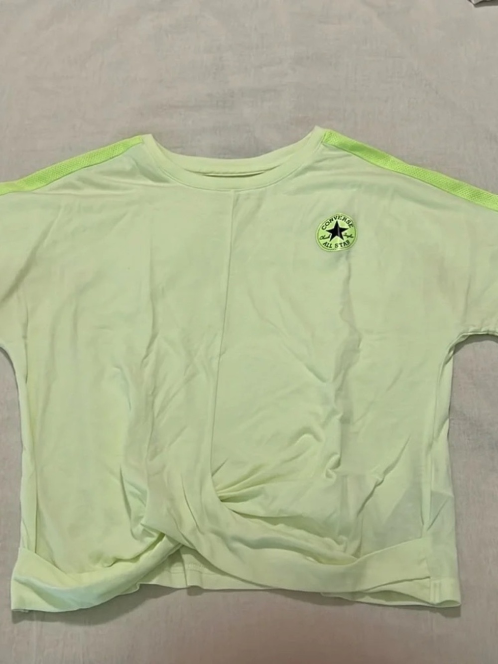Converse Lime Green Twist Front Graphic Crop T-Shirt